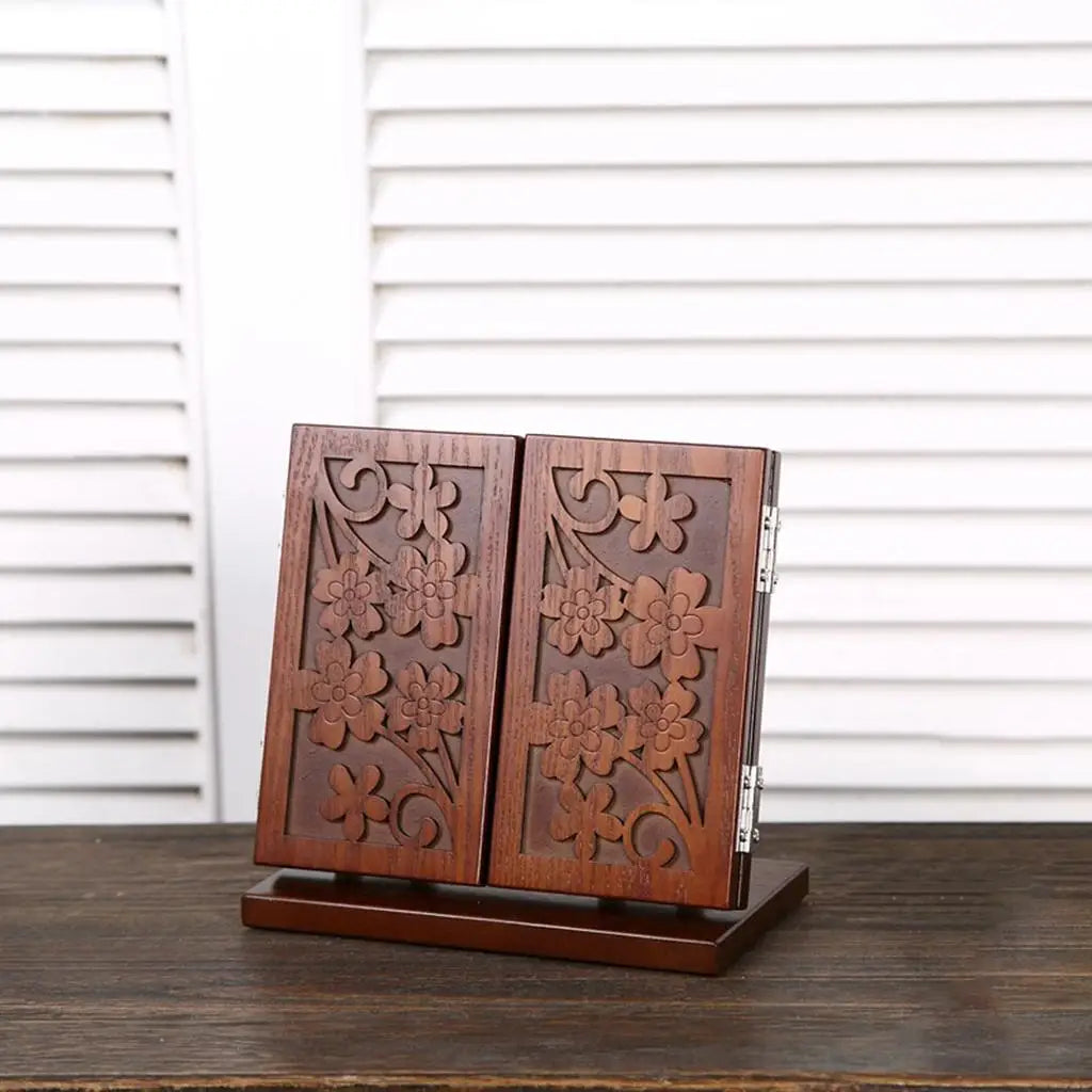 Retro Carved Wooden Vanity Mirror with Lights – 3 Color Modes