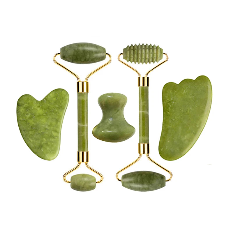 Jade Roller & Gua Sha Massage Set – Anti-Aging Facial Tool