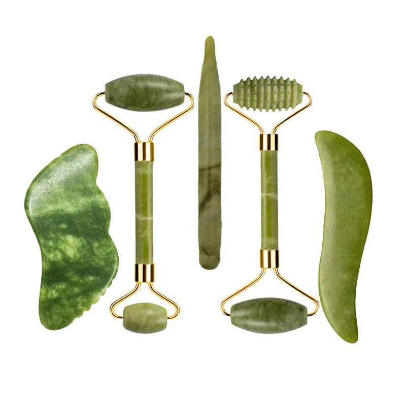 Jade Roller & Gua Sha Massage Set – Anti-Aging Facial Tool