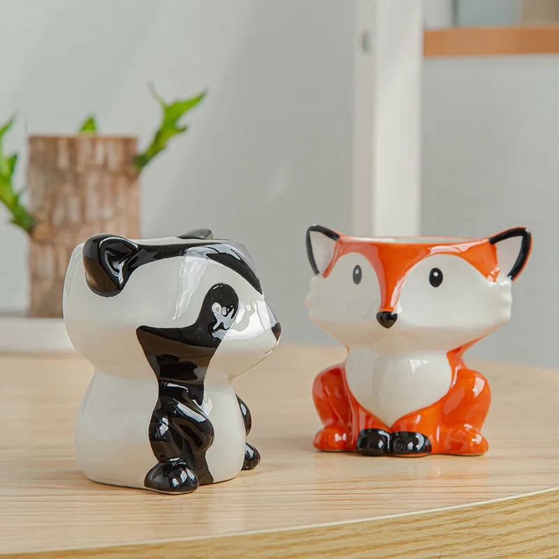 Ceramic Cartoon Animal Mini Planter – Desk & Home Decor