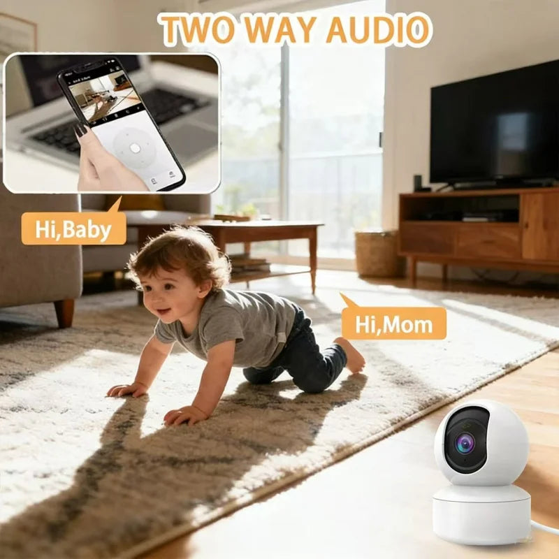 Indoor WiFi Pet Camera – 360° Pan & Tilt with Night Vision