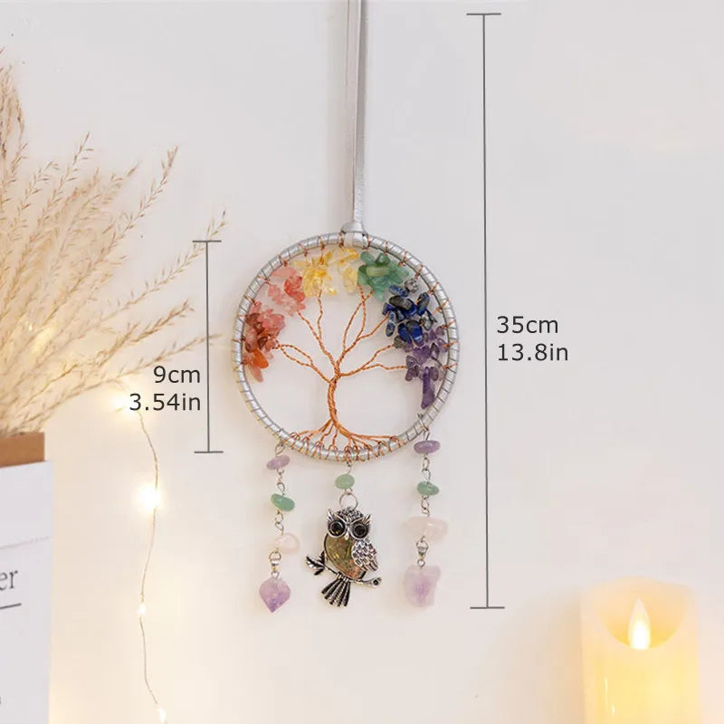7 Chakra Tree of Life Gemstone Suncatcher – Healing Decor