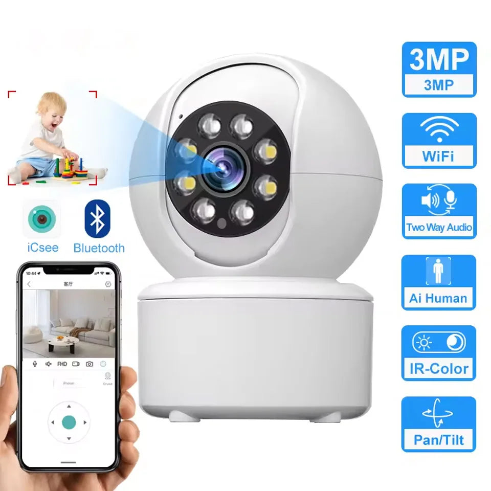 Dual-Band WiFi Pet Camera – 360° Pan & Tilt with Night Vision