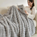 Faux Rabbit Fur Plush Blanket – Cozy Double-Sided Throw for Sofa & Bed