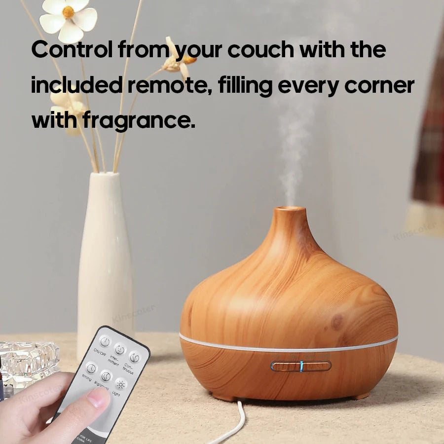 Ultrasonic Aromatherapy Diffuser – Wood Grain LED Essential Oil Mister
