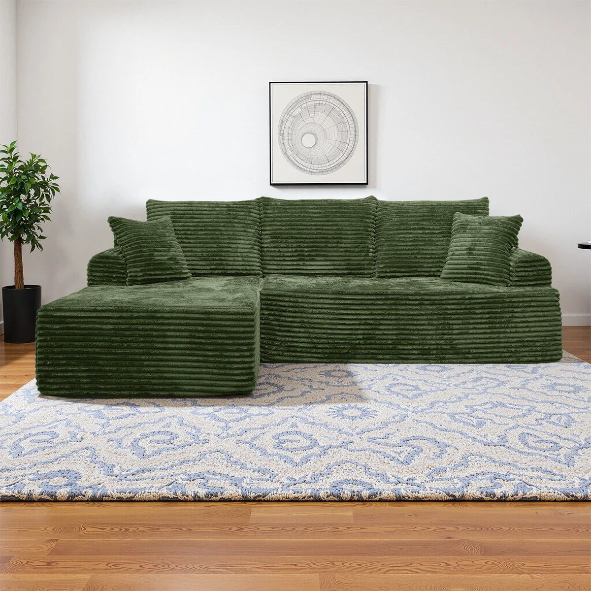 95" L-Shaped Sofa Chaise – Ultra Soft Rabbit Fleece, No Assembly Required