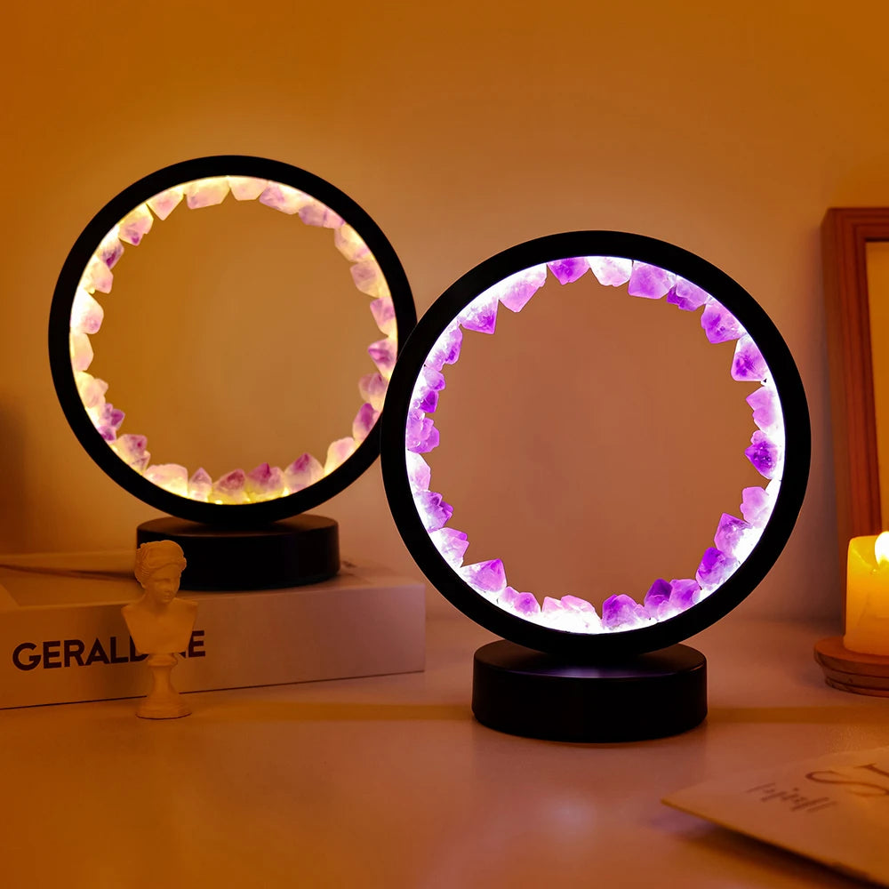 Amethyst Gemstone Crystal Lamp – Healing Stone Home Decor