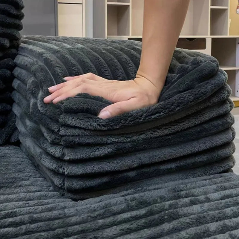 Modern Minimalist L-Shaped Sofa – Frameless Boneless Compression Design