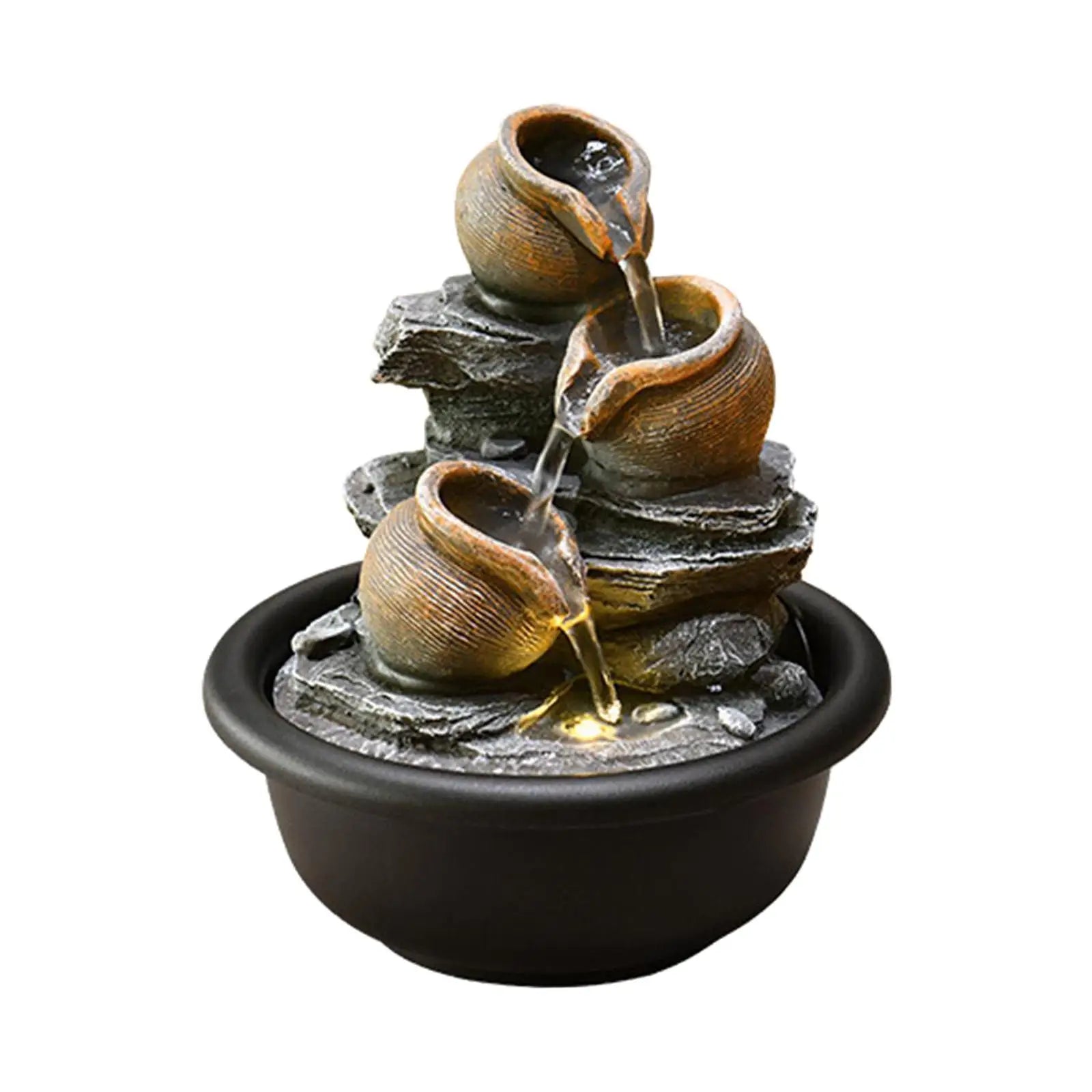 Tiered Meditation Waterfall Fountain with Scene Light