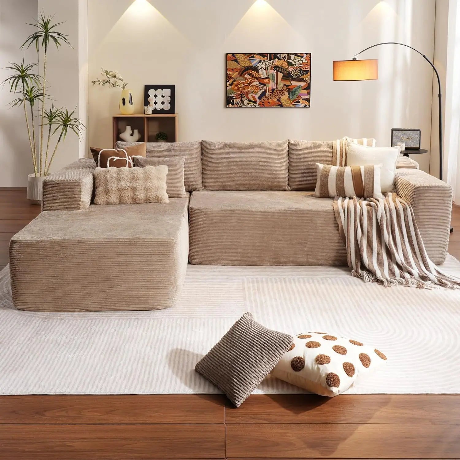 Modern Minimalist L-Shaped Sofa – Frameless Boneless Compression Design