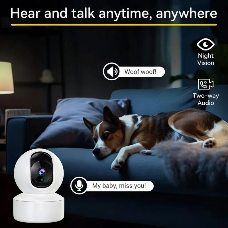 Indoor WiFi Pet Camera – 360° Pan & Tilt with Night Vision
