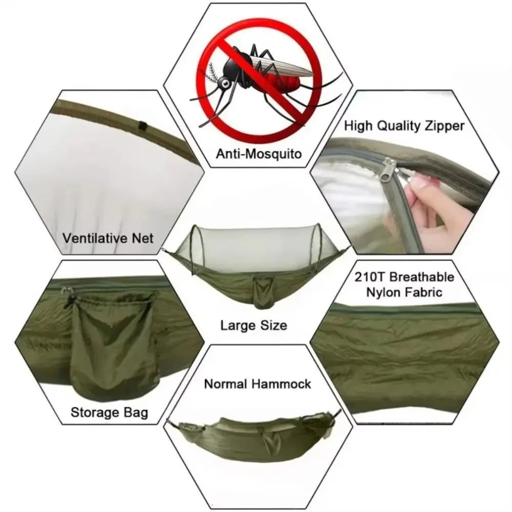 Ultra Lightweight Camping Hammock with Mosquito Net – 660 lbs Capacity