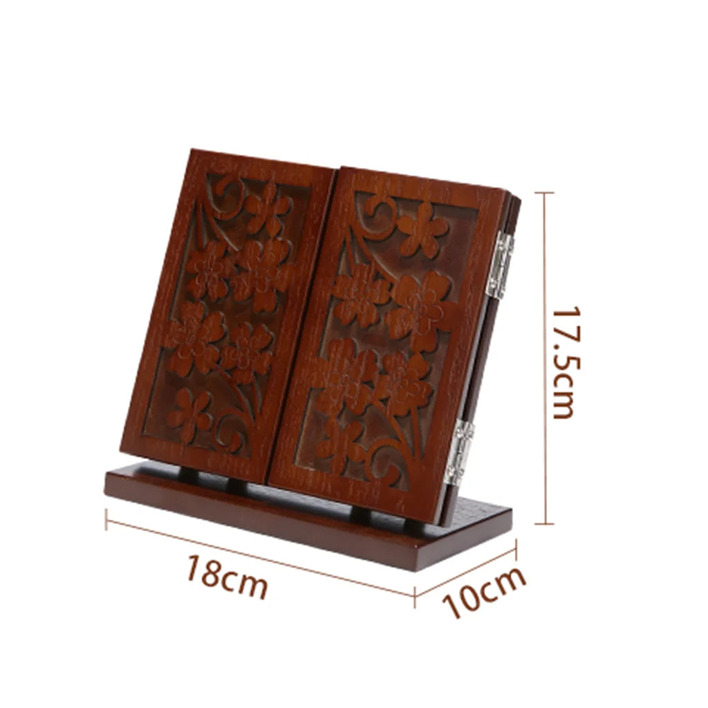 Retro Carved Wooden Vanity Mirror with Lights – 3 Color Modes