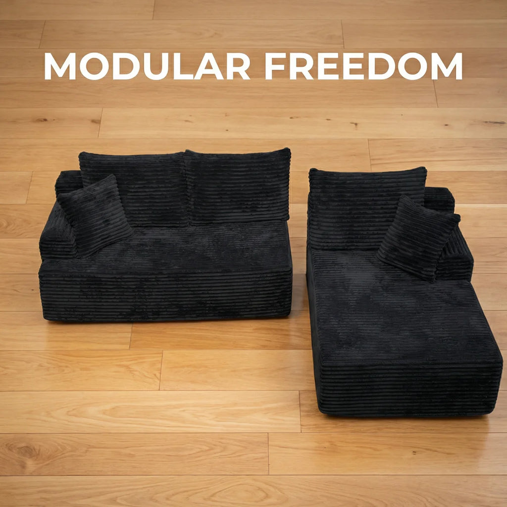 95" L-Shaped Sofa Chaise – Ultra Soft Rabbit Fleece, No Assembly Required