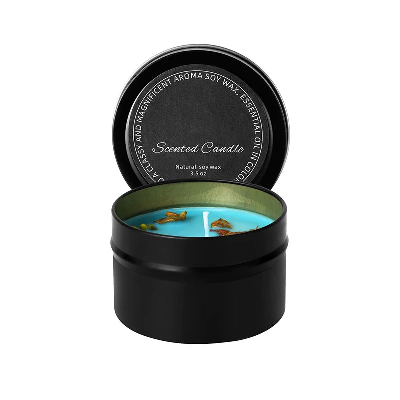 Crystal Scented Soy Candles – Dried Floral Iron Tin Gift Set