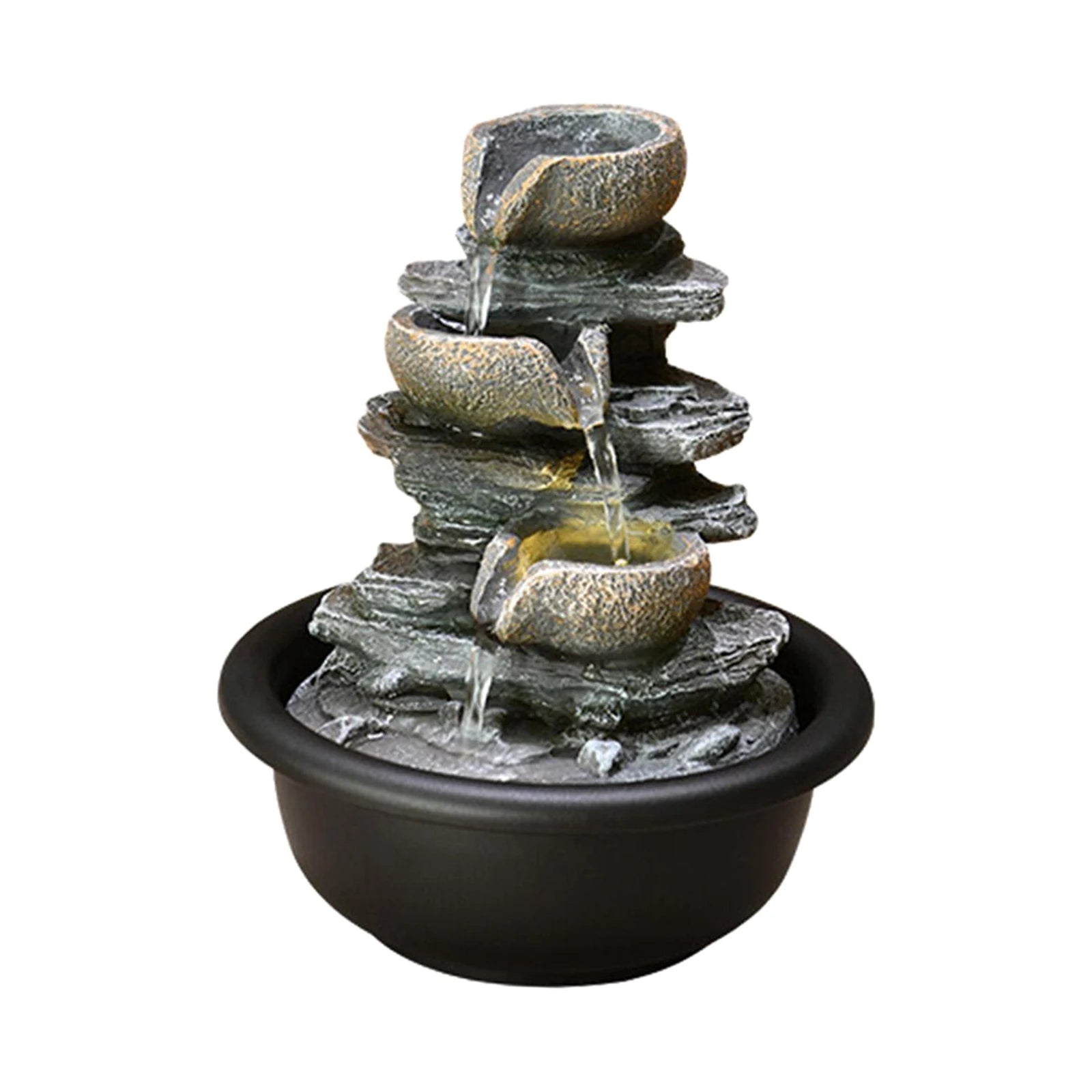 Tiered Meditation Waterfall Fountain with Scene Light