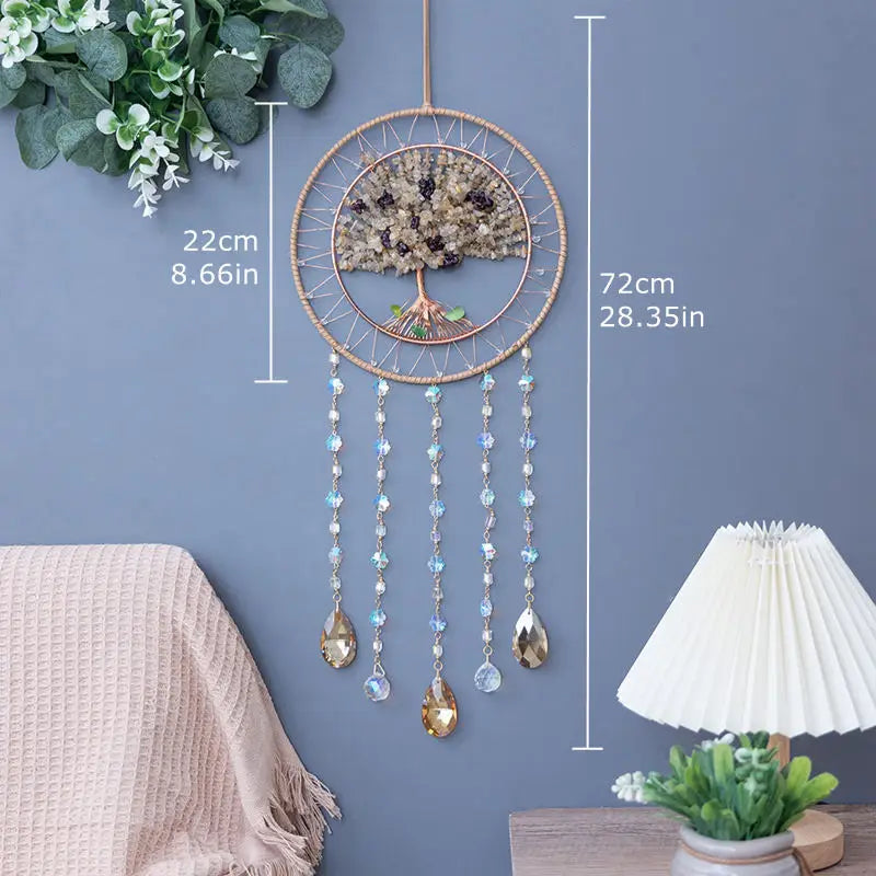 7 Chakra Tree of Life Gemstone Suncatcher – Healing Decor