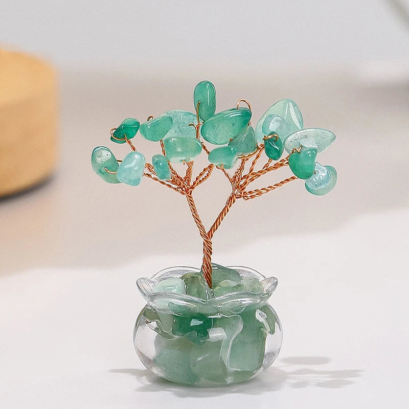 Yellow Crystal Money Tree Mini Ornament – Feng Shui Office Desk Decor