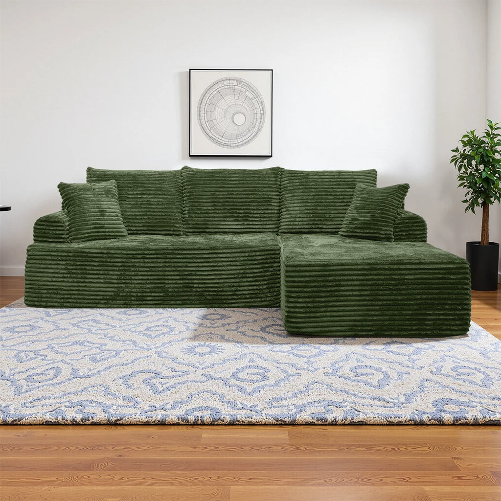 95" L-Shaped Sofa Chaise – Ultra Soft Rabbit Fleece, No Assembly Required