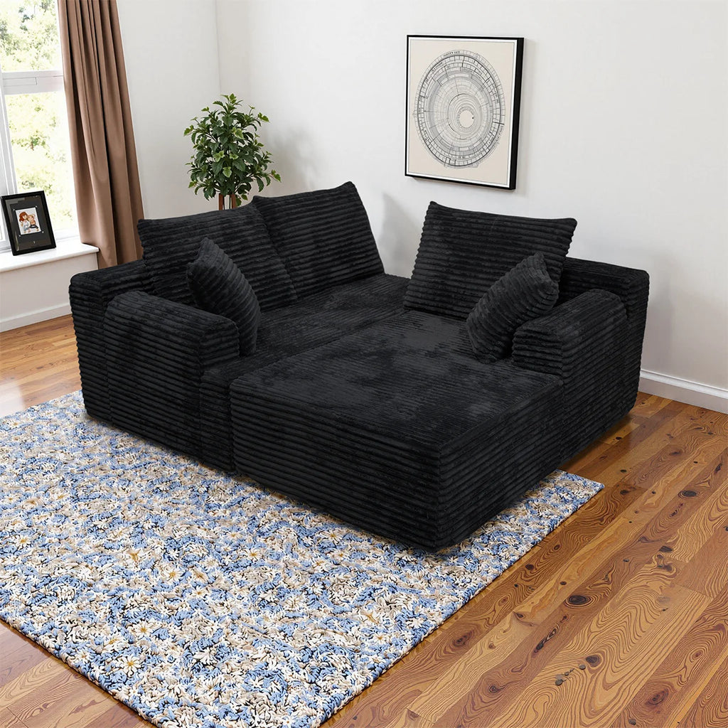95" L-Shaped Sofa Chaise – Ultra Soft Rabbit Fleece, No Assembly Required