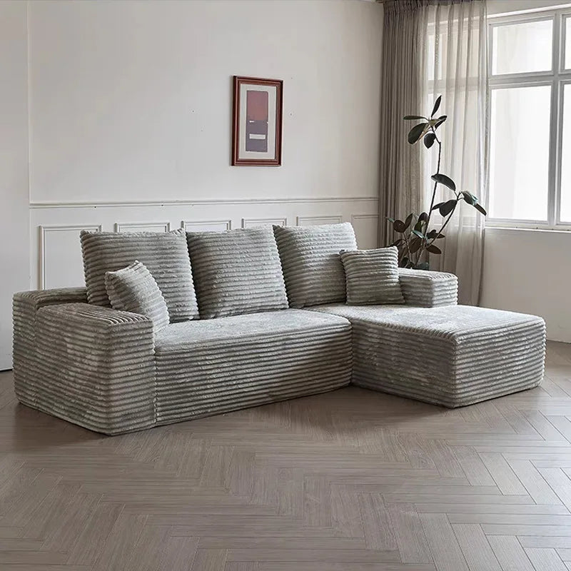 Modern Minimalist L-Shaped Sofa – Frameless Boneless Compression Design