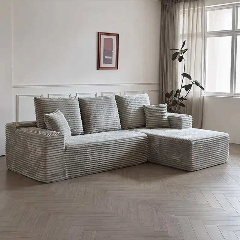 Modern Minimalist L-Shaped Sofa – Frameless Boneless Compression Design