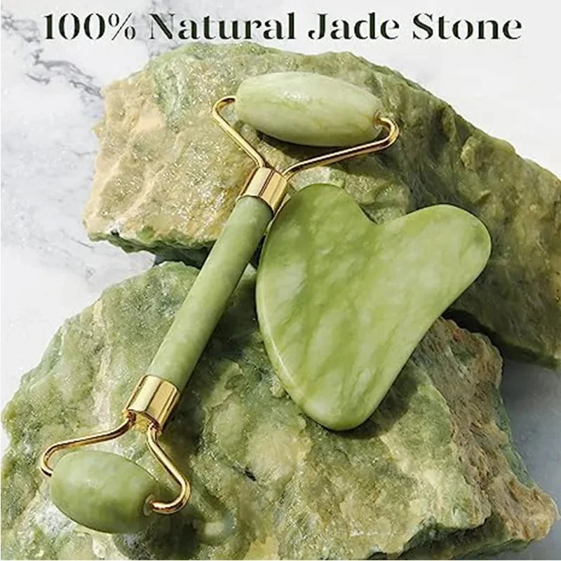 Jade Roller & Gua Sha Massage Set – Anti-Aging Facial Tool