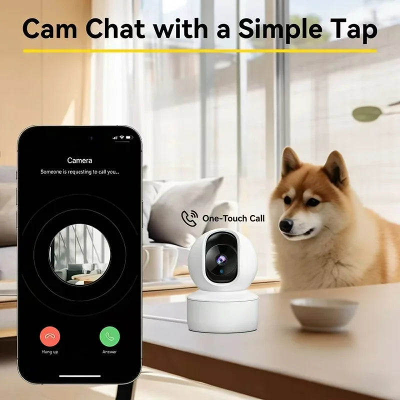 Indoor WiFi Pet Camera – 360° Pan & Tilt with Night Vision