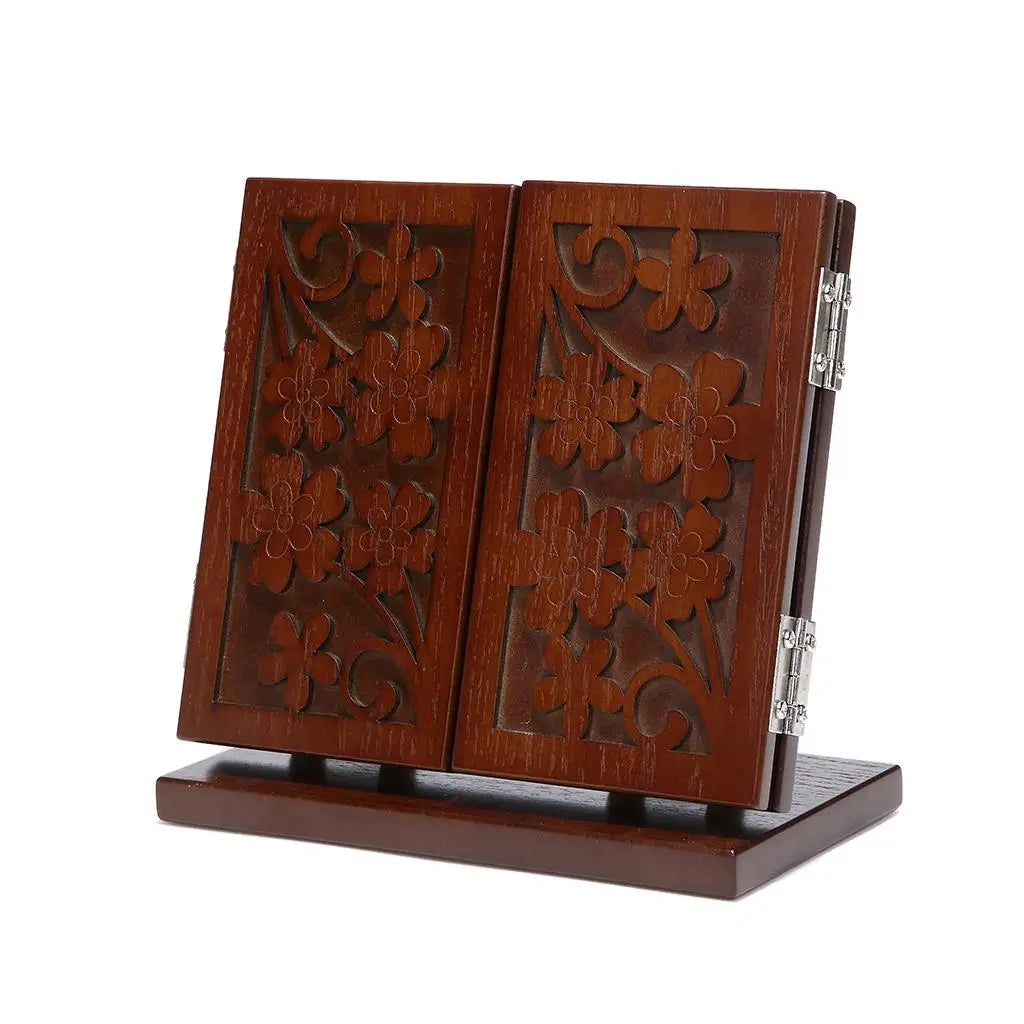 Retro Carved Wooden Vanity Mirror with Lights – 3 Color Modes