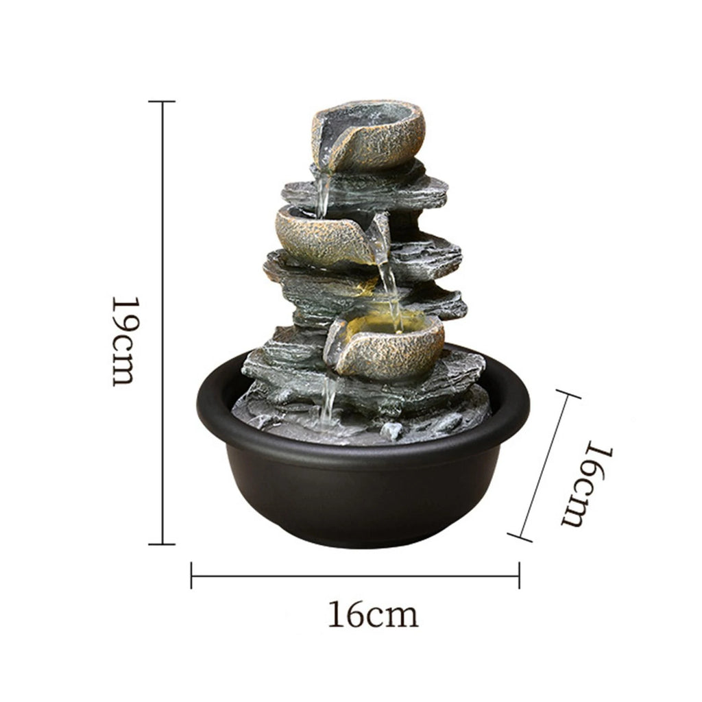 Tiered Meditation Waterfall Fountain with Scene Light
