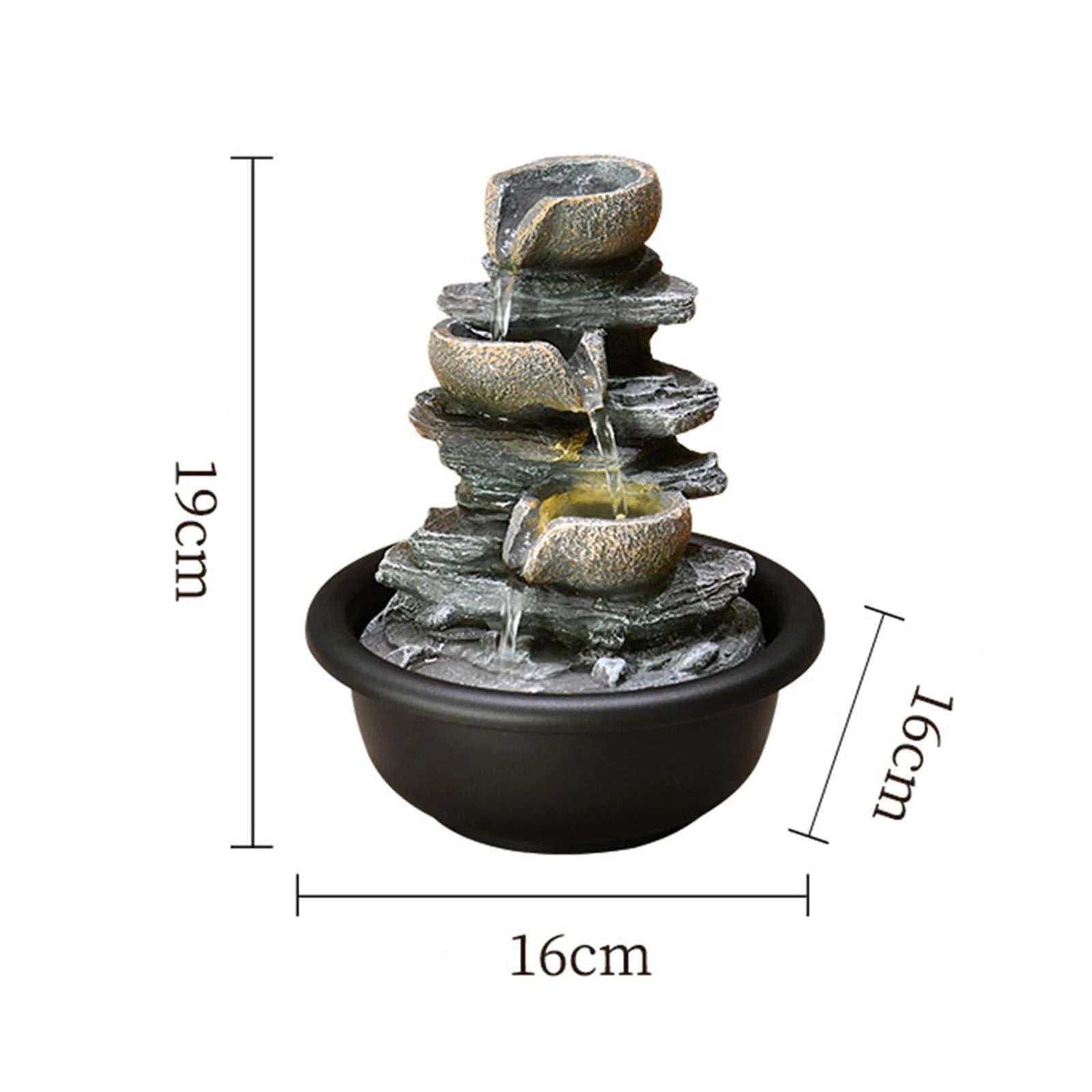 Tiered Meditation Waterfall Fountain with Scene Light