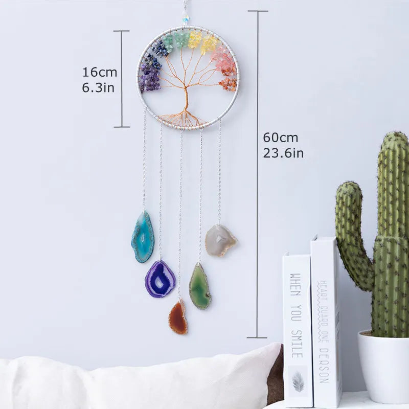 7 Chakra Tree of Life Gemstone Suncatcher – Healing Decor