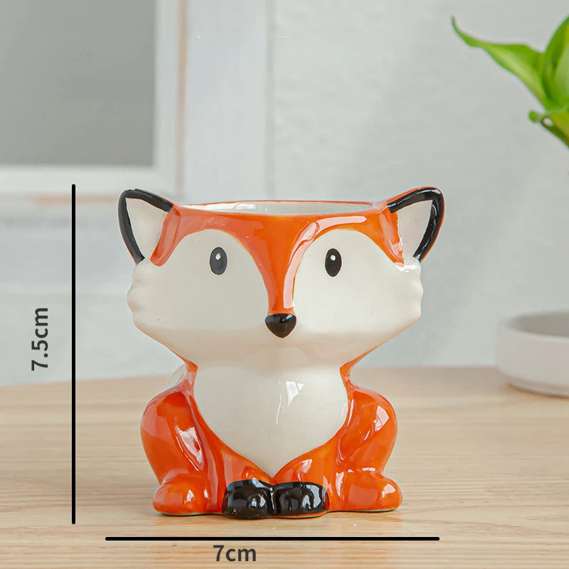 Ceramic Cartoon Animal Mini Planter – Desk & Home Decor