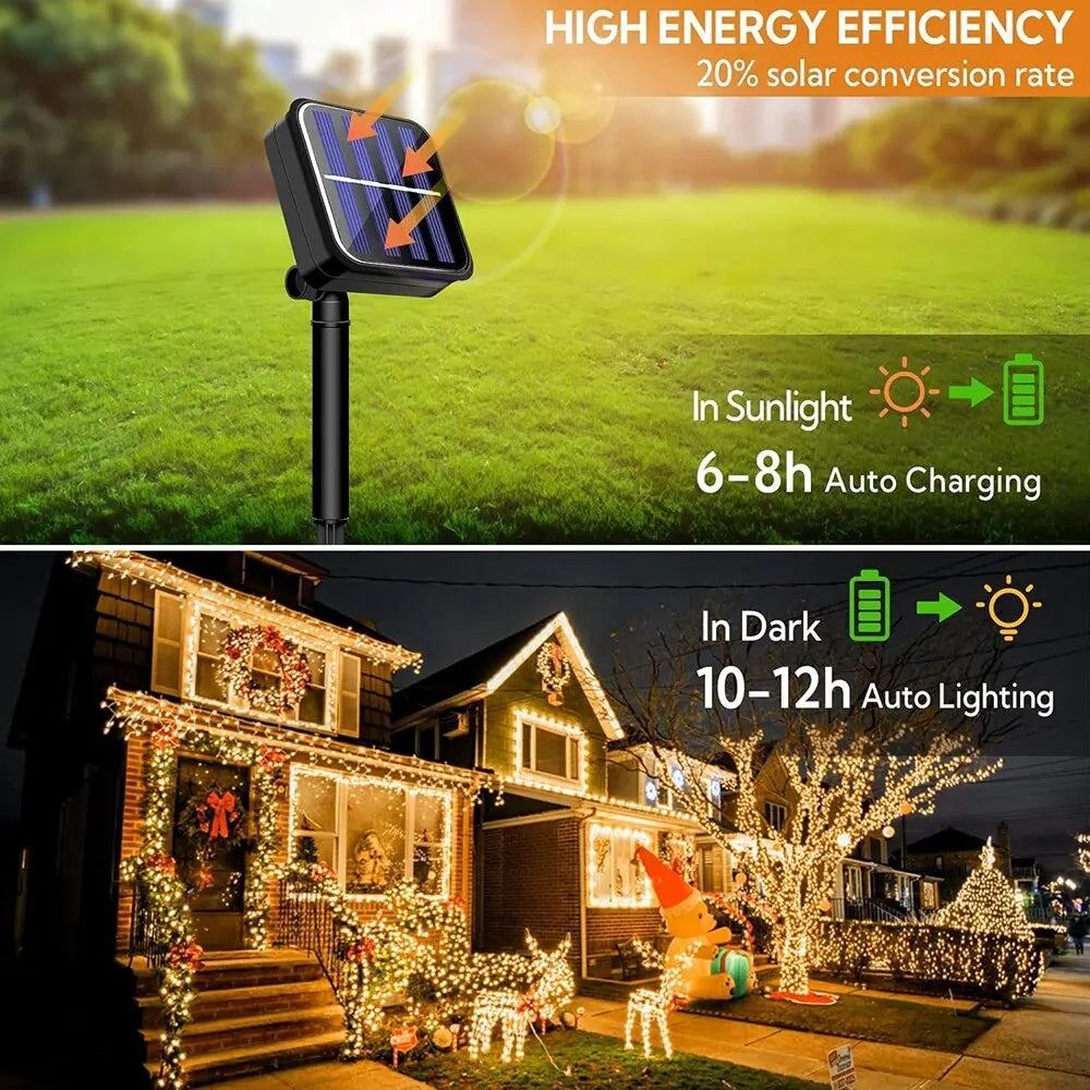 Solar Sakura String Lights – Outdoor Waterproof Festival Garden Lights