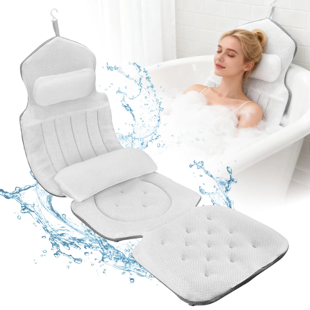 Luxury Bath Pillow – Non-Slip Spa Head & Neck Rest with Suction Cups