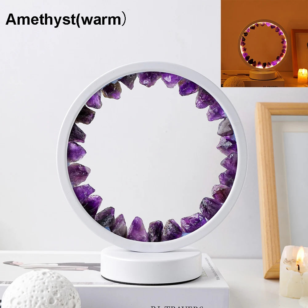 Amethyst Gemstone Crystal Lamp – Healing Stone Home Decor