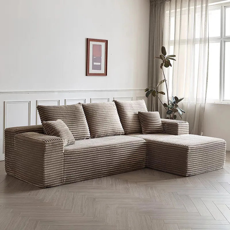 Modern Minimalist L-Shaped Sofa – Frameless Boneless Compression Design