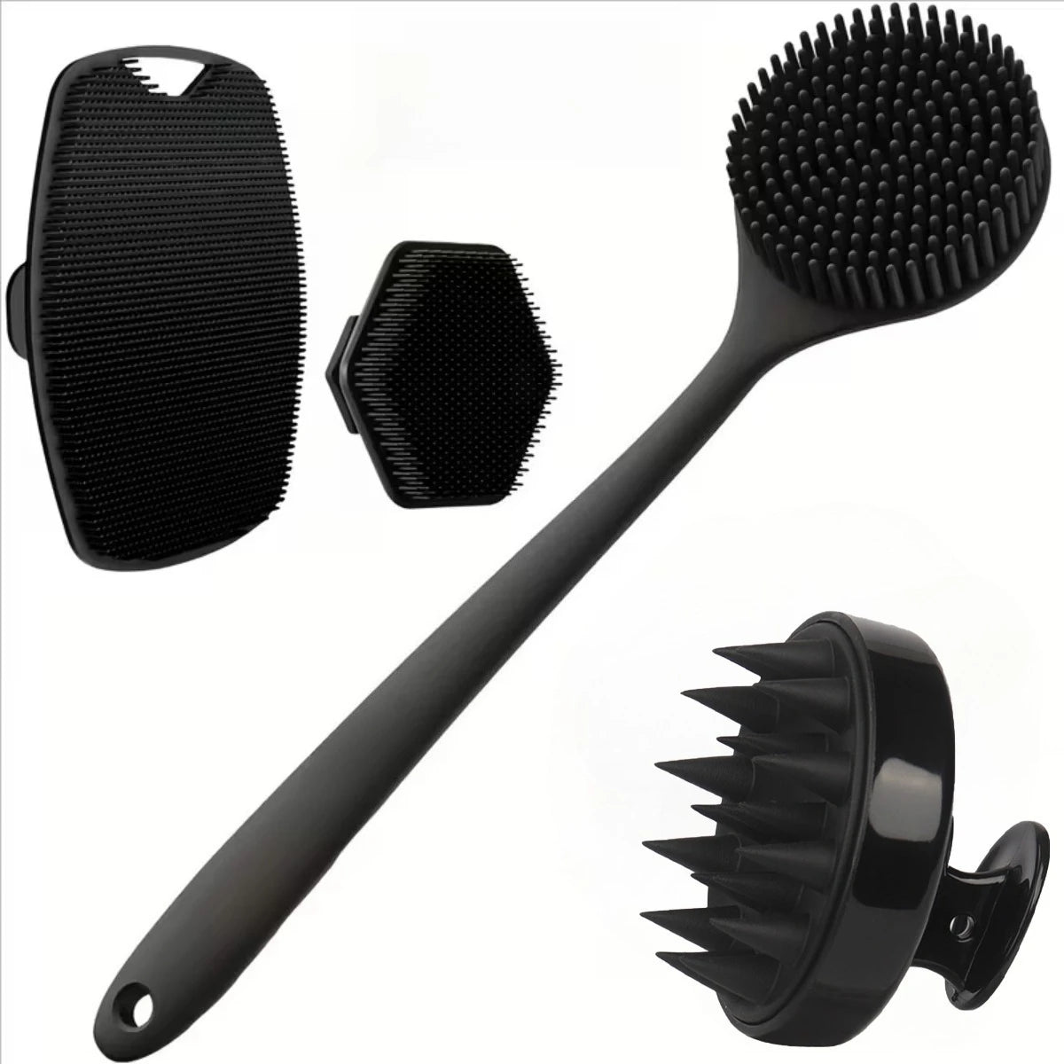 4pc Silicone Body Scrubber Set – Soft Exfoliating Brush for Face, Body & Feet