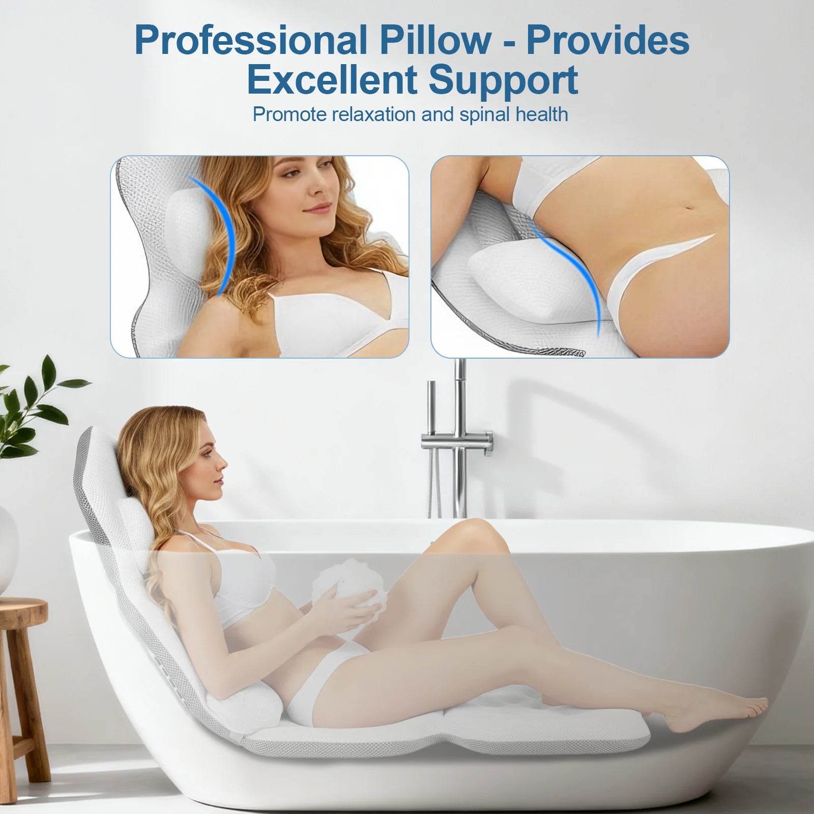 Luxury Bath Pillow – Non-Slip Spa Head & Neck Rest with Suction Cups