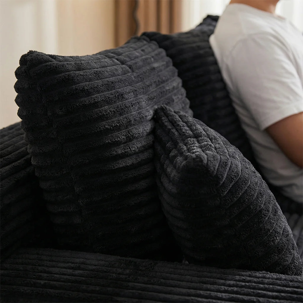 95" L-Shaped Sofa Chaise – Ultra Soft Rabbit Fleece, No Assembly Required