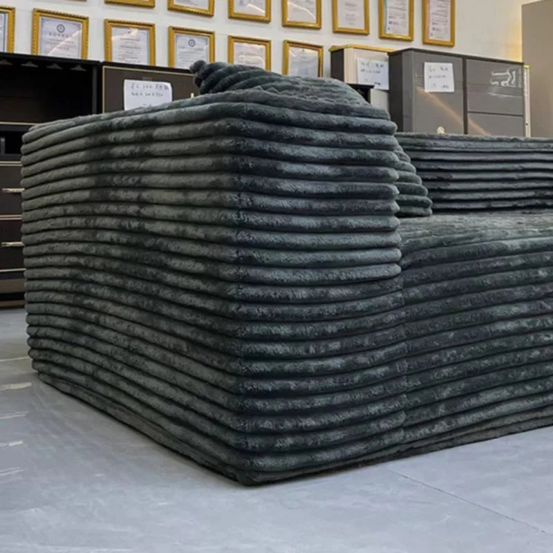 Modern Minimalist L-Shaped Sofa – Frameless Boneless Compression Design