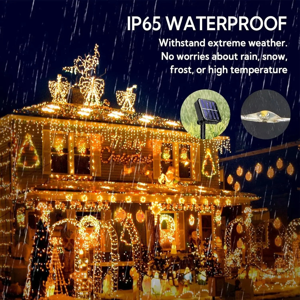 Solar Sakura String Lights – Outdoor Waterproof Festival Garden Lights