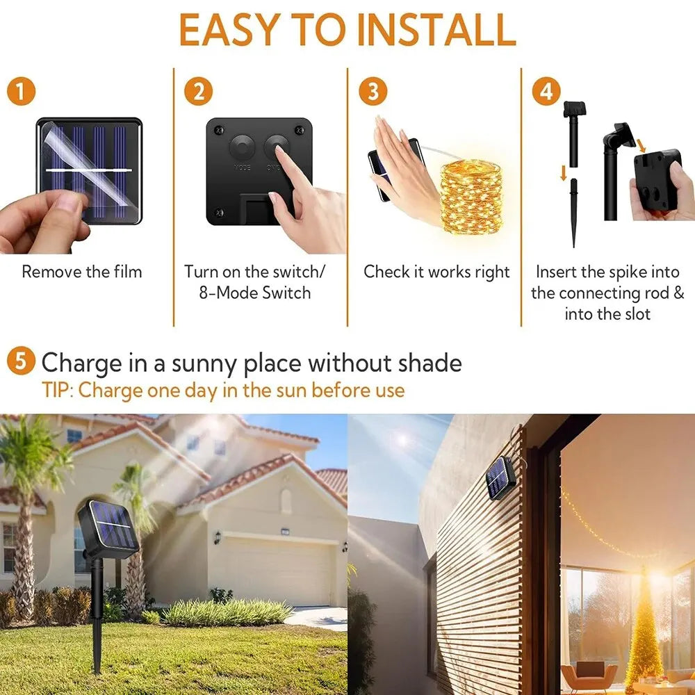 Solar Sakura String Lights – Outdoor Waterproof Festival Garden Lights