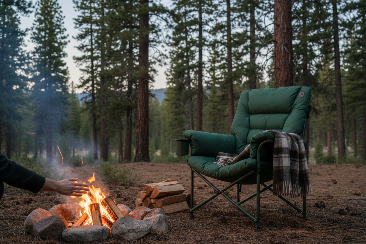 Oversized Heated Folding Chair – Stay Warm & Cozy Outdoors