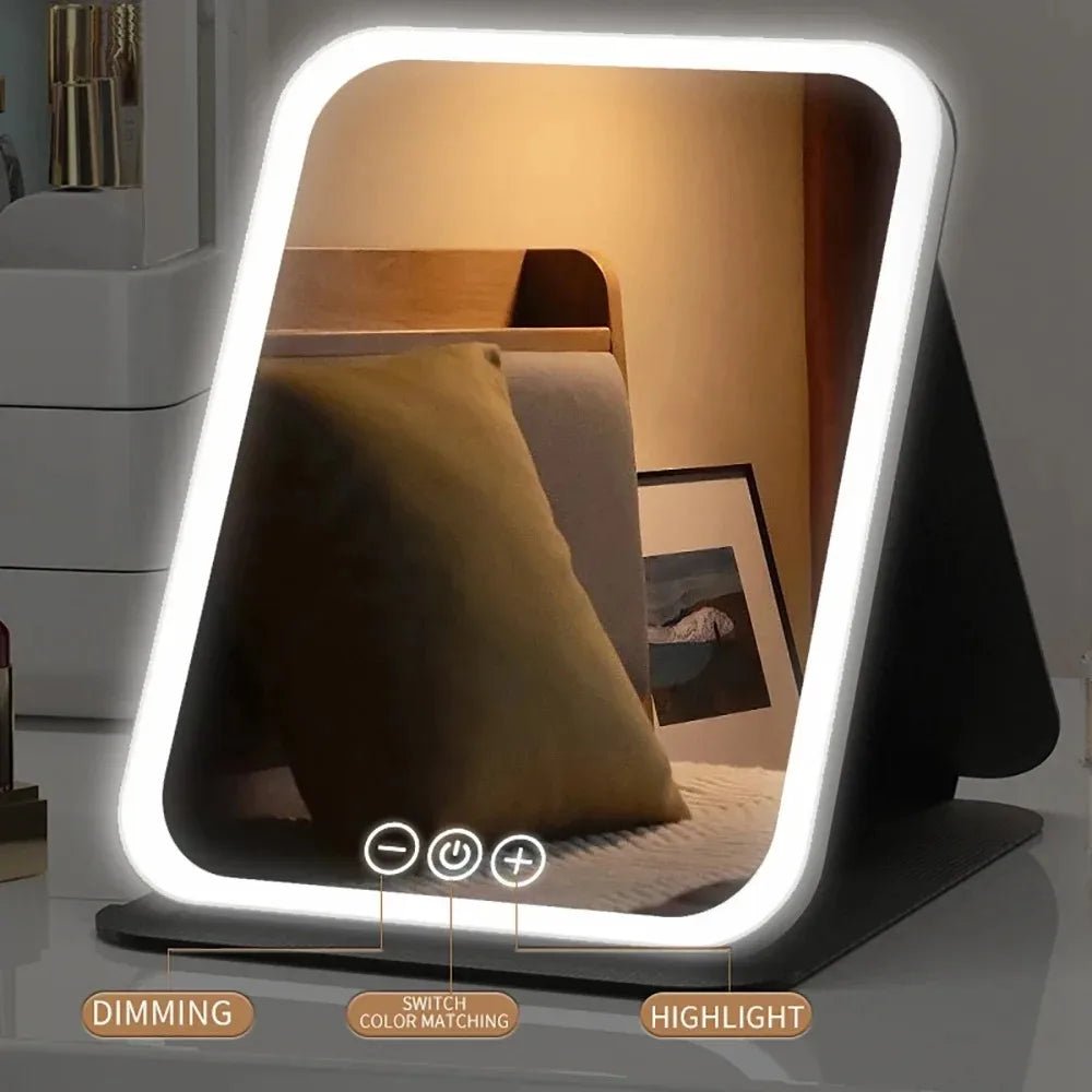 LED Vanity Mirror with Touch Control – USB Rechargeable Portable - The Uplift Shop