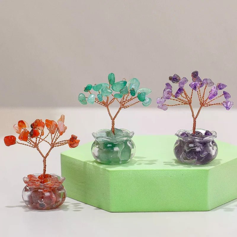 Yellow Crystal Money Tree Mini Ornament – Feng Shui Office Desk Decor - The Uplift Shop