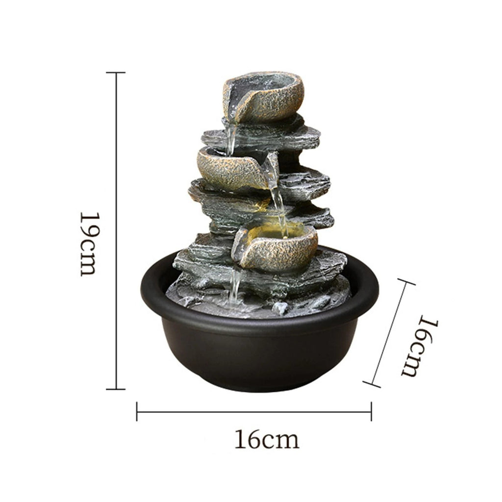 Tiered Meditation Waterfall Fountain with Scene Light - The Uplift Shop