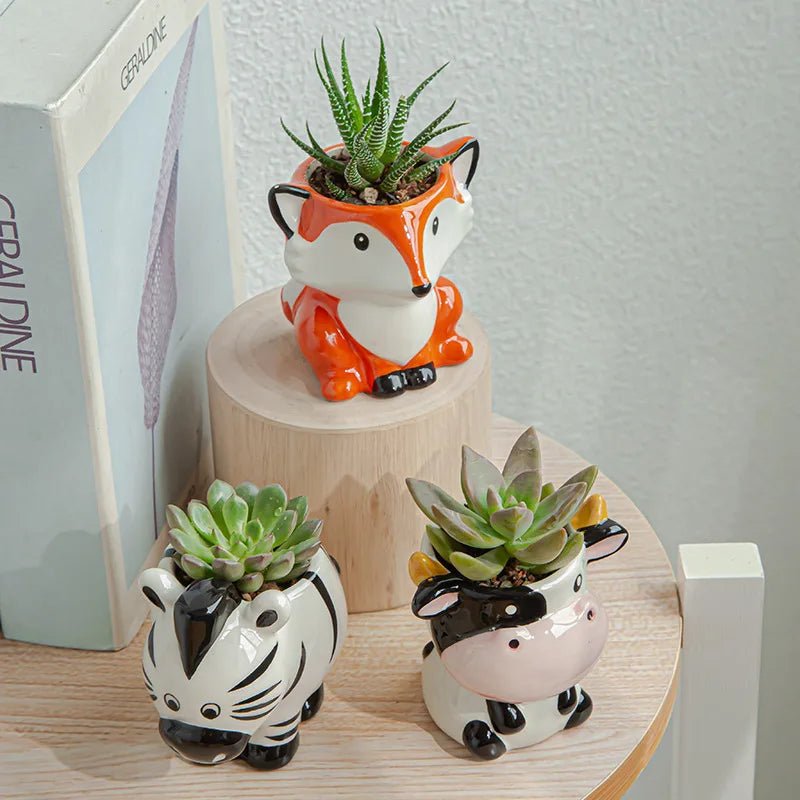 Ceramic Cartoon Animal Mini Planter – Desk & Home Decor - The Uplift Shop