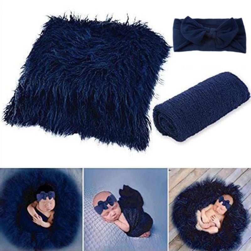 Newborn Photo Shoot Set – Blanket, Wrap & Headband (3pcs) - The Uplift Shop