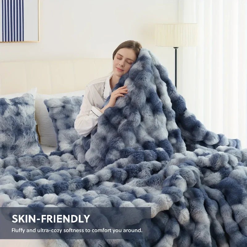 Cozy Faux Rabbit Fleece Throw – Soft Warm Blanket for Bedroom & Living Room - The Uplift Shop